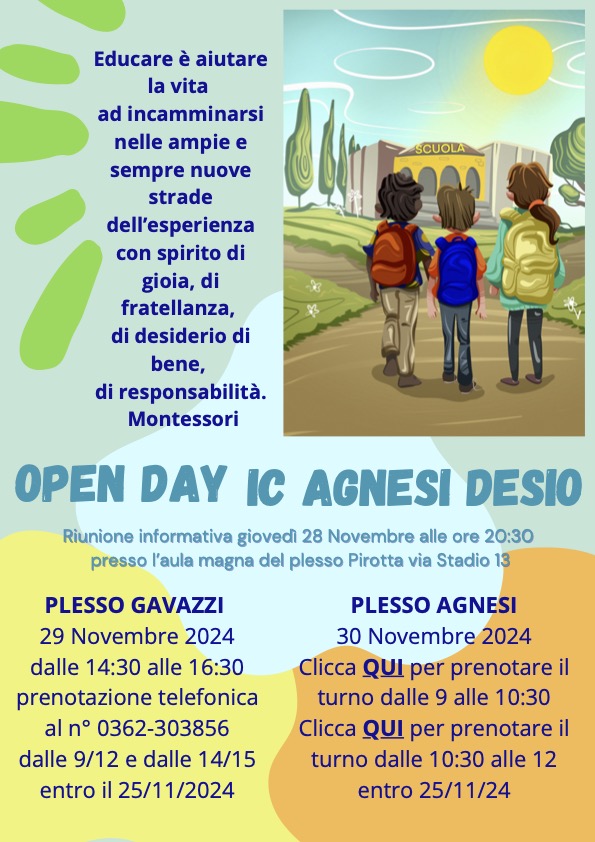 locandina open day primaria 2024