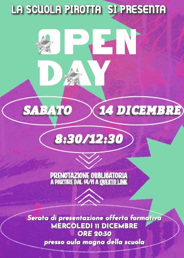 Locandina open day Pirotta 2024